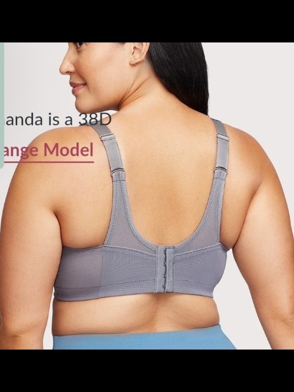 NWOT 34F 34DDD Glamorise MagicLift Seamless Sports Bra, Charcoal Gray - Picture 2 of 4